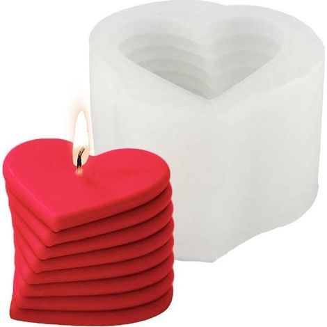 3D-Herz-Silikonform für Kerzen – flexibel, wiederverwendbar, leicht zu entformen, langlebig, ideal für Aromatherapie, Valentinstag und Dekoration. Maße: 6,8 x 5 cm. 1 Stück. Weiß.
