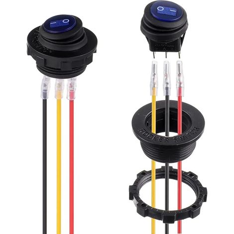 bleu rond LED interrupteur à bascule boîtier étanche 3 broches 12V20A pour/voiture/Yacht/rénovation d'appareils ménagers (2 pièces) (1/5)