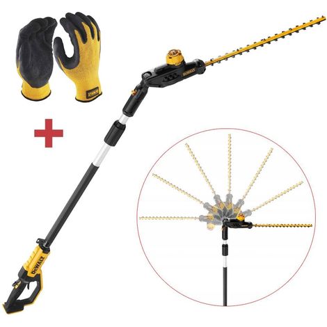 Dewalt DCMPH566N 18v XR Brushless Pole Hedge Trimmer 55cm Long Reach + Gloves (1/4)