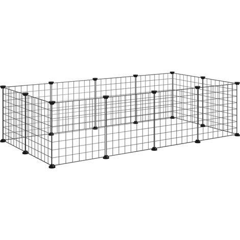 Enclos extérieur, parc de jeu en grillage métallique, enclos flexible pour petits animaux, utilisable à l'intérieur comme à l'extérieur, 106 x 73 x 36 cm, noir (1/5)