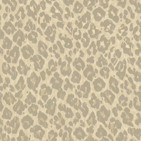 Leopard Print Wallpaper Neutral Beige Cream Gold Metallic Feature Wall (1/4)