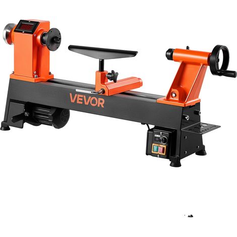 Torno para madera VEVOR, 750 W, 1 HP, velocidad variable de 150 a 3800 RPM, mesa de trabajo de 304 x 465 mm, construcción de hierro fundido, banco de pruebas, 750 W (1/2)