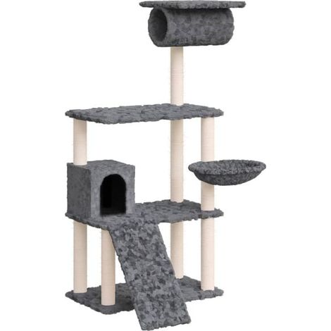 Arbre à chat avec poteaux en sisal, gris foncé, 131 cm