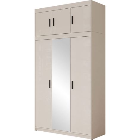 Armario Novduni 105, Beige, 246x133x53cm, Puertas de armario: Con bisagras, Número de estantes: 7