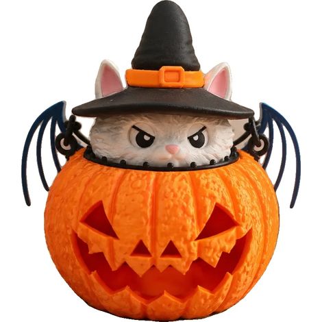Lampe Citrouille d'Halloween, Design Portable, Énergétiquement Efficace, Orange, 19x21cm (1/2)