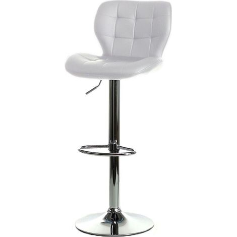 Sgabello per bar pub ristoranti con altezza regolabile elegante moderno seduta sedia con cuscino effetto trapuntato e metallo - Colori: bianco (1/3)