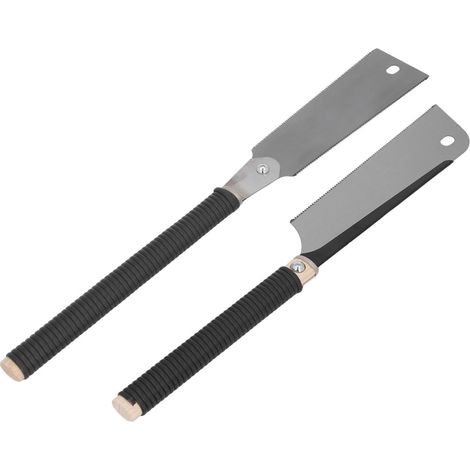Scie à main noire multifonction à double tranchant, manche en rotin, lames en acier SK5, scie arasante et scie à dos précises (1/5)