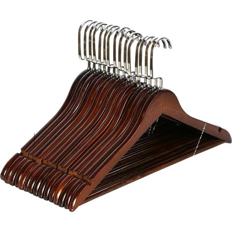Cintre en bois massif antidérapant, cintre d'hôtel en bois sans couture, pince à pantalon, support à vêtements, cintre rétro pour vêtements d'enfants (1/5)