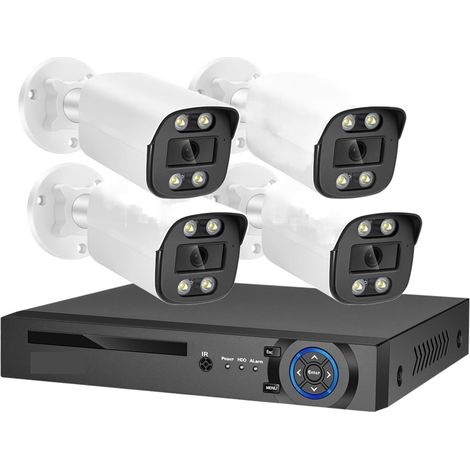 Système de caméra de sécurité domestique Kit de système de caméra de sécurité 8MP Microphone Audio 4K H.265 POE NVR AI couleur nuit caméra de Surveillance à domicile ensemble Xmeye extérieur ( Size : (1/5)