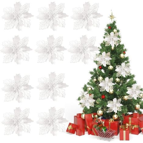 Poinsettia Artificial Flowers - Christmas Decoration - Reusable Glitter Poinsettias - 1 Piece (1/5)