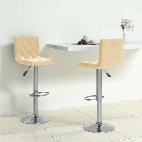 vidaXL Tabourets de bar lot de 2 crème velours (1/5)