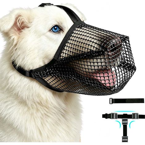 Dog Muzzle Breathable Adjustable Anti-Bite Mask for Medium and Large Dogs Prevents Chewing and Eating on Walking - Size L (1/5)