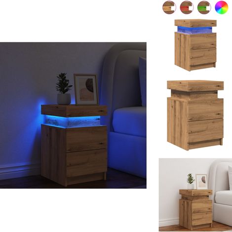 LED-Nachttisch Artisan-Eiche 35x39x55 cm Holzwerkstoff - Nachttisch - Nachttische - Nachtschrank - Schlafzimmermöbel (1/5)