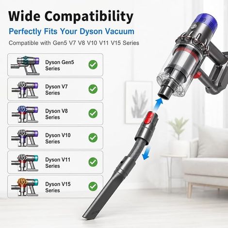 Accessoire Aspirateur pour V15 V11 V10 V8 V7, Flexible, Embout Suceur Aspirateur, Verrou de Commutateur et Adaptateur, Outils plat pour Nettoyage Voiture, Maison et Crevasses (1/4)