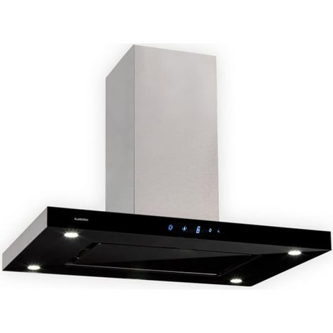 Klarstein Valeria Island Cooker Hood 230W, up to 650 m³/h, 3 speed settings, LED lighting, touch control, glass, stainless steel, energy-efficient, PureAmbience Concept, silver (1/5)