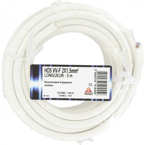 Cable eléctrico Ho5 Vv-f 2 X 1,5 mm² 10 Blanco