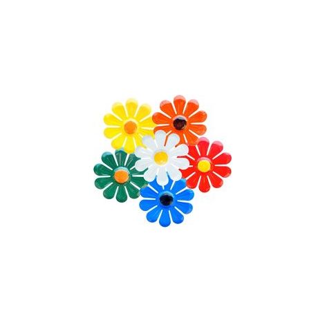 6 Pièces Fleur Décoration Murale en Métal, Decoration Jardin Exterieur, Décoration Murale Extérieure, Décoration de Clôture de Jardin à Suspendre pour Cour Clôture Salon Chambre, Coloré