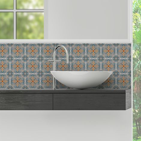 Sticker Mural Carrelage adhésif Cuisine Salle de Bain - 9 STICKERS CARRELAGES AZULEJOS ACHILLA - 9stickers15x15cm (1/5)