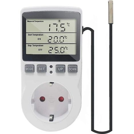 Thermostat numérique 230 V – Prise de régulateur de température avec capteur – Minuterie pour serres et aquariums – Contrôle climatique efficace (1/5)
