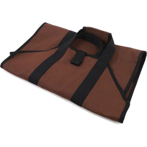 Transporteur De Bois De Chauffage - Toile Enduite De Cire - Capacité 80 Kg - Forme Sac Ou Support Ouvert - Pour Cheminée Et Poêle À Bois - 1 Pièce (1/4)