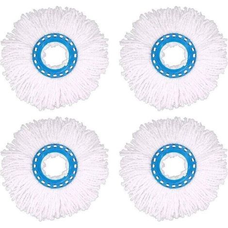 4-teiliges Set Mikrofaser-Wischmoppköpfe, runde Ersatz-Wischmoppköpfe mit 360°-Drehung zur Bodenreinigung (Durchmesser 16 cm) (1/5)