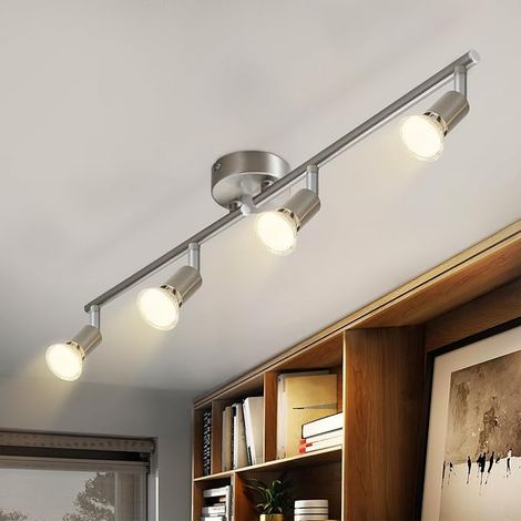 GBLY faretto da soffitto LED 4 spot orientabili e inclinabili , GU10 , cromo , moderno , plafoniere interna a soffitto LED cucina camera da letto soggiorno , IP20 , senza lampadine,set da 2