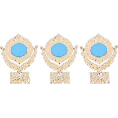 Ensemble de 3 miroirs miniatures vintage avec peigne, miroirs de maquillage pour maison de poupée miniature à l'échelle 1/12, accessoires de décoration ronds (1/5)