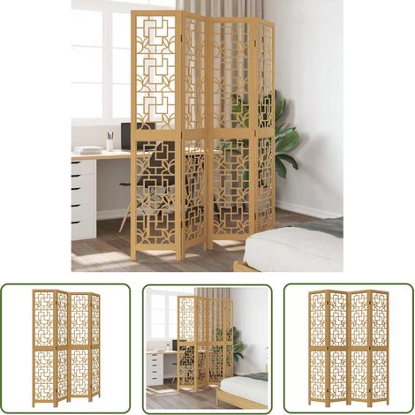 The Living Store 4-tlg. Raumteiler Braun Massivholz Paulownia - Raumteiler - Holzteiler - Paulowniaholz - Dekorationsmöbel - Schlafzimmerdeko (1/5)