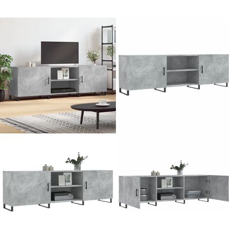 Meuble TV gris béton 150x30x50 cm bois d'ingénierie - Meuble de télévision - Bois d'ingénierie