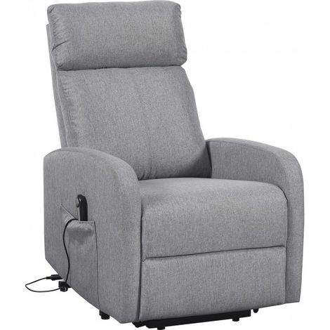 Fauteuil de relaxation éléctrique inclinable en tissu gris avec repose pieds - Longueur 64 x Largeur 93 x Hauteur 104 cm (1/5)