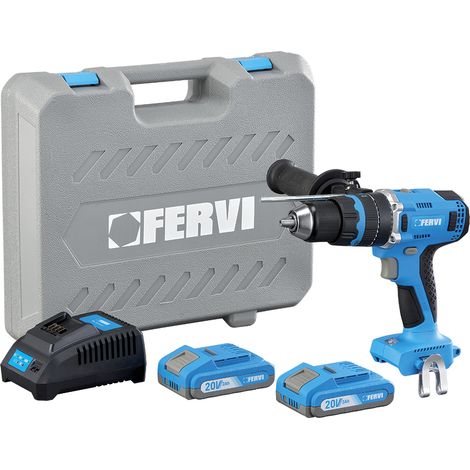 Fervi Trapano a Percussione 20V 2 Batterie 2.0Ah Mandrino Metallico (1/2)
