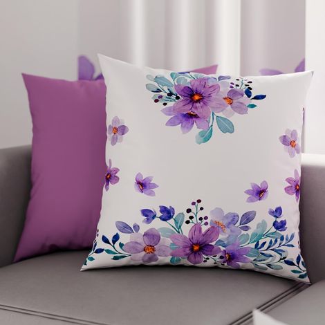 Lot de 2 Taies d'Oreillers 30x30 cm 100% Microfibre Hypoallergénique, Housse Oreiller Rectangulaire Floral Lilas, Paquet de 2 (1/3)