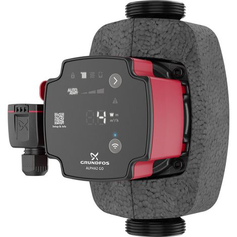 Grundfos Circulateur ALPHA2 GO 25-60 180 mm pour installations de chauffage et de climatisation 37 W, 1 1/2 pouce, 93074240 (1/2)