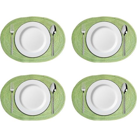Set di 4 tovagliette ovali, adatte per sale da pranzo e cucine, termoisolanti e resistenti agli schizzi, perfette per l'uso quotidiano e per valorizzare la tavola (verdi).