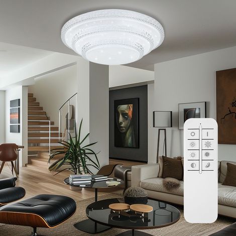 Plafoniera dimmerabile con telecomando, Plafoniera Smart LED, App comando vocale, funzione luce notturna, 30W 2300lm bianco caldo- bianco freddo, PxH 49,5 x 13 cm