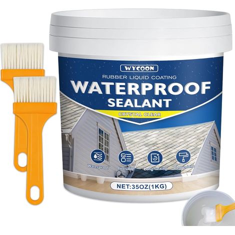 LiquiÉtanchéité Transparent 1KG  Agent Anti-Fuite Imperméable Intérieur/Extérieur  Réparation Fuites Salle de Bain, Toiture, Carrelage  Membrane Waterstop Incolore à Base d'Eau (1/5)