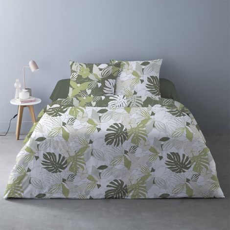 Housse de couette 240x220 Chika vert + 2 taies (1/4)
