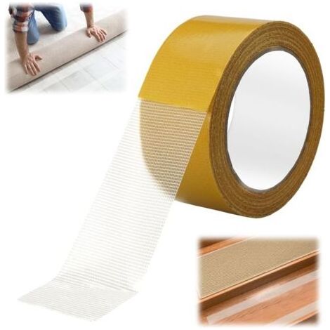 Ruban Adhésif Double Face Tapis,20m x 50mm Adhesif Double Face Extra Fort,Haute Adhérence,Sans Résidus,Ruban Adhésif Double Face,Double Face pour La Pose de Moquette,Revêtement de Sol,Rev (1/5)