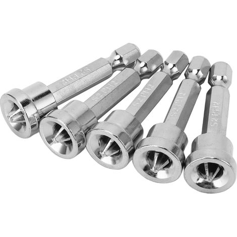 Lot de 5 embouts de tournevis aimantés 50mm acier chrome vanadium antirouille queue hexagone précision pour perceuse visseuse et clé électrique (1/5)