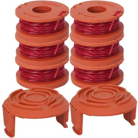 Confezione da 6 bobine di filo per decespugliatore(6 bobine da 3 m di filo da 1,6 mm di diametro, 2 tappi terminali) -Crezuo
