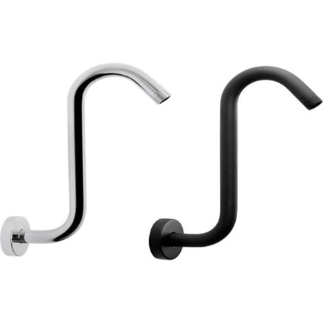 Support de douche en acier inoxydable avec bride 11/8 pouces pour montage au plafond, supporte l'extension de pommeau de douche, résistant à la rouille, design moderne, argent et noir, spacieux, effet (1/5)