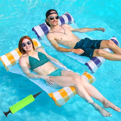 2PCS Fauteuil de Piscine Gonflable 4 en 1, Bouée Flottante pour Eau pour Adultes et Enfants, Fauteuil Flottant adapté à l’Été, Plage, Lac, Fêtes et Toutes Activités Aquatiques (1/5)