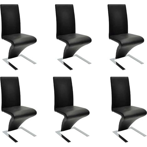Maison Exclusive - Esszimmerstühle 6 Stk. Schwarz Kunstleder (1/5)