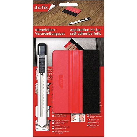 Outil de pose pour adhésif décoratif – Pose précise sans bulles – Cutter et raclette avec feutrine – Pour surfaces variées – D-C-Fix