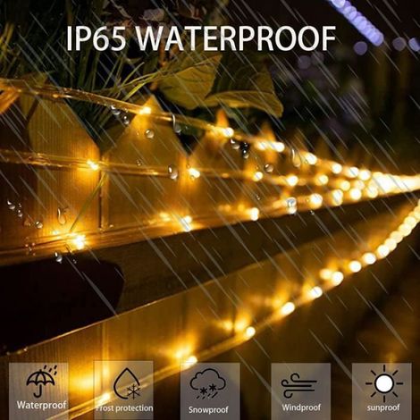 Guirlande Lumineuse Solaire - - 20M - 200 LED - Blanc chaud - Extérieur (1/4)