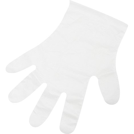 Einweg-Folienhandschuhe, 100 Stück, 6 g, 26 x 24 mm Standardgröße