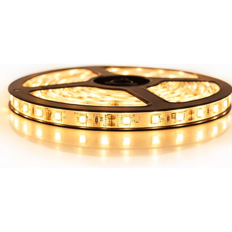 Kit de cinta profesional 3528 - 60 leds/m - 1m, 2.5m, 5 o 10 metros a elegir - Blanco cálido a prueba de salpicaduras (IP65)  Transformador: No se incluye la fuente de alimentación - Longitud: 2.5 met