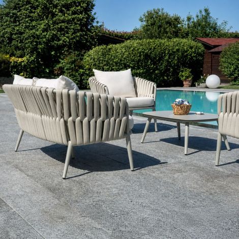 Set divano e poltrone da giardino in alluminio Marbella  Bianco (1/4)