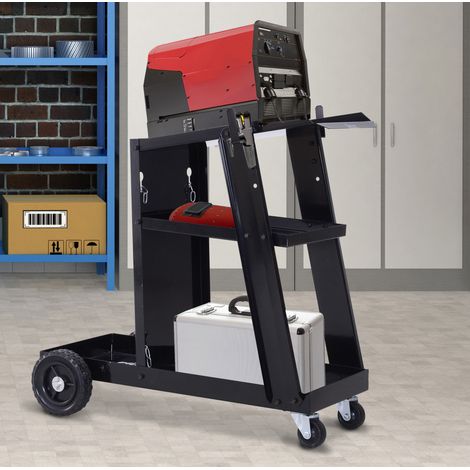 Carrello per saldatura a 3 ripiani con catena di sicurezza, 71 x 39 x 70 cm, nero HAVRYA (1/5)
