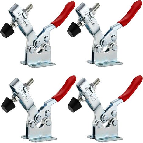 4Pcs Sauterelle de Serrage Pince à Bascule Horizontale GH-201-B Serre Joint Desserrage Rapide Capacité 90KG 198lbs Pince a Levier Horizontal Déblocage Rapide Serre Joint Sauterelle (1/5)